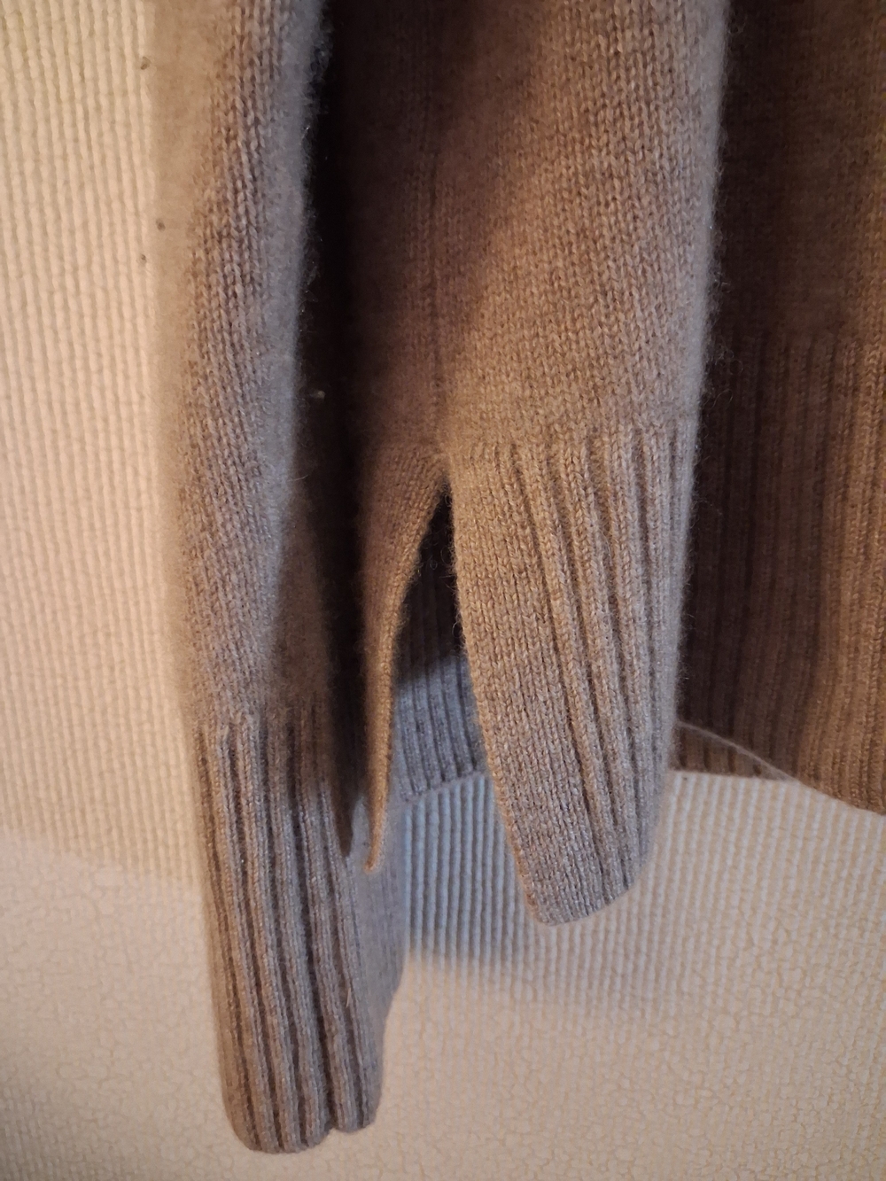 Pura Zip-Front Cashmere Cardigan Sz L, Light Brown - Picture 5 of 8